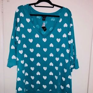 Torrid Pajama Shirt with white hearts